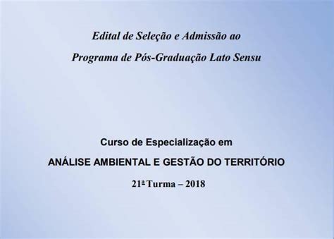 Ence abre inscrições para Especialização em Análise Ambiental e Gestão