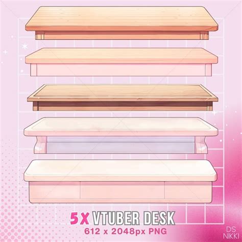 5x Vtuber Desk Vtube Desk Stream Decoration Vtuber Asset Twitch