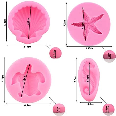 ZiXiang Lot De 4 Moules En Silicone En Forme De Tortue De Mer