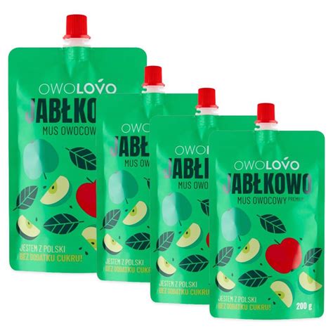 OWOLOVO Mus jabłkowy Jabłkowo 200 g x 4 sztuk Owolovo Sklep EMPIK