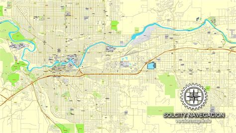 Spokane, Washington, US printable vector street City Plan map, full ...