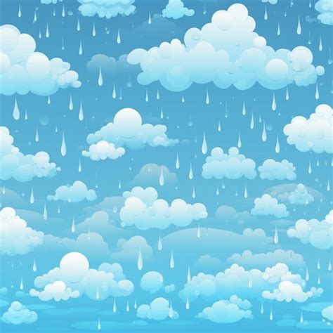 Una ilustración de dibujos animados de un cielo con nubes y lluvia