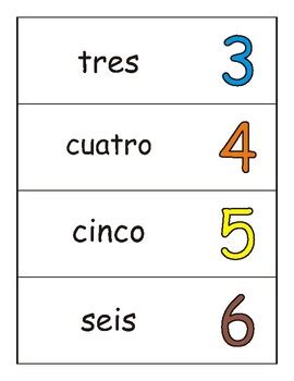 Spanish Numbers N Meros Word Strips Cards And Posters Tpt