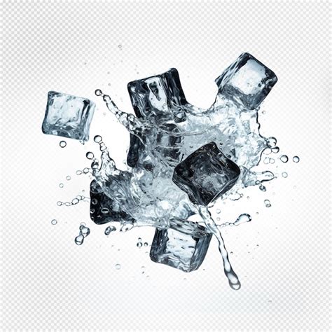 Ice Cubes Water Splash Premium Ai Generated Psd