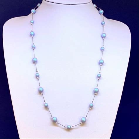 Swarovski Crystal Pearl Necklace Celestial Blue Love Your Rocks