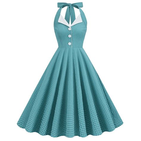 IBTOM CASTLE Women S Vintage Polka Dot Audrey Dress 1950s Halter Retro