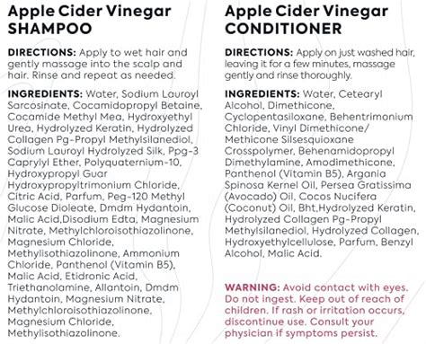 Apple Cider Vinegar Shampoo And Conditioner Set Sulfate And Paraben