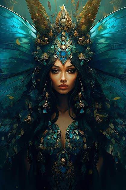 Premium AI Image A Woman With A Butterfly On Her Head