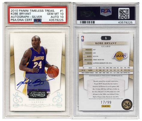 Lot Detail Kobe Bryant Signed 2010 Panini Timeless Treasures Card