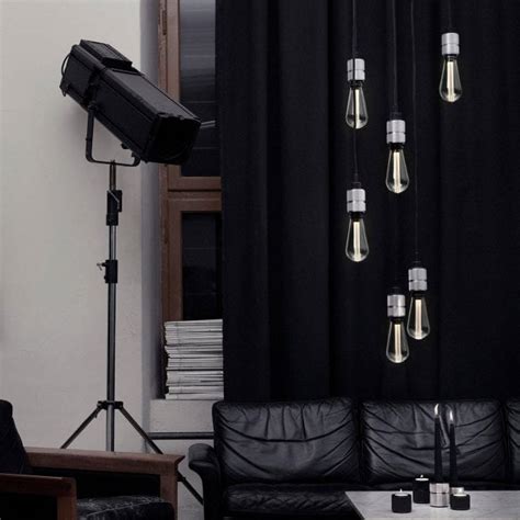 Buster Punch Hooked Nude Six Drop Round Pendant In Black And Steel Finish Fitting Style