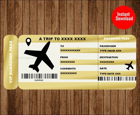 Surprise Trip Boarding Pass Gold Customizable Template Etsy Uk