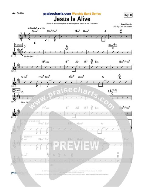 Jesus Is Alive Acoustic Guitar Sheet Music Pdf Ron Kenoly Praisecharts