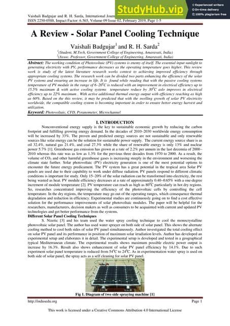 A Review Solar Panel Cooling Technique Pdf