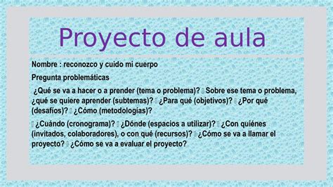 Proyecto Pedagogico De Aula Reconozco Quiero Y Cuido Mi Cuerpo