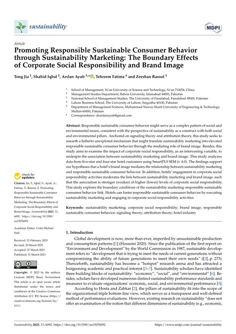 Pdf Promoting Responsible Sustainable Consumer Behavior Through Sustainability Marketing The