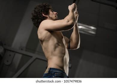 Fitness Athlete Naked Torso Trains On Stock Photo 1057479836 Shutterstock