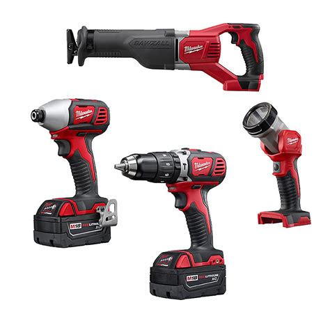 Milwaukee Tool M18 18v Lithium Ion Cordless Combo Tool Kit 4 Tool With 2 30ah Batteri