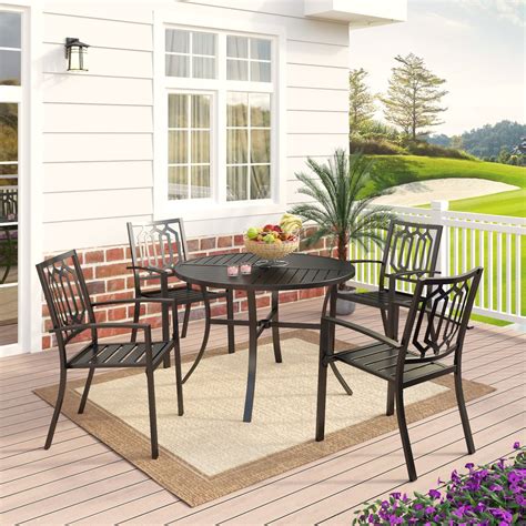 MF Studio 5 Piece Outdoor Patio Dining Set Modern Metal Furniture With