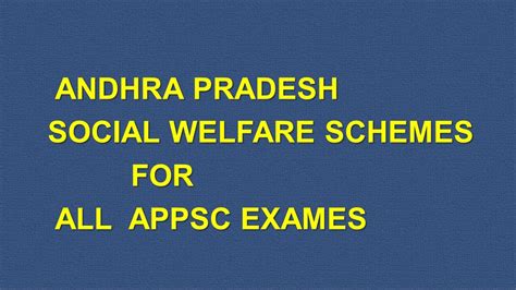 Andhra Pradesh Social Welfare Schemes For All Appsc Exames Youtube