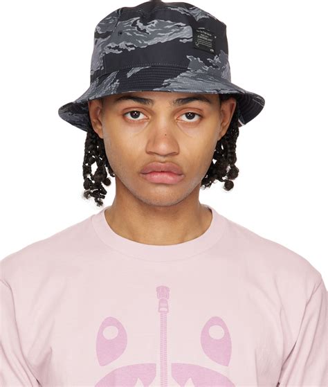 BAPE Black Gray Tiger Camo Bucket Hat SSENSE