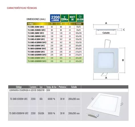 Artefacto Led Cuadrado 30w Para Embutir Color Blanco en venta en Morón