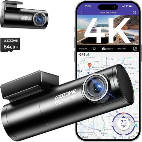 AZDOME 4K Dashcam Voiture 5G WiFi GPS Caméra Embarquée Voiture avec