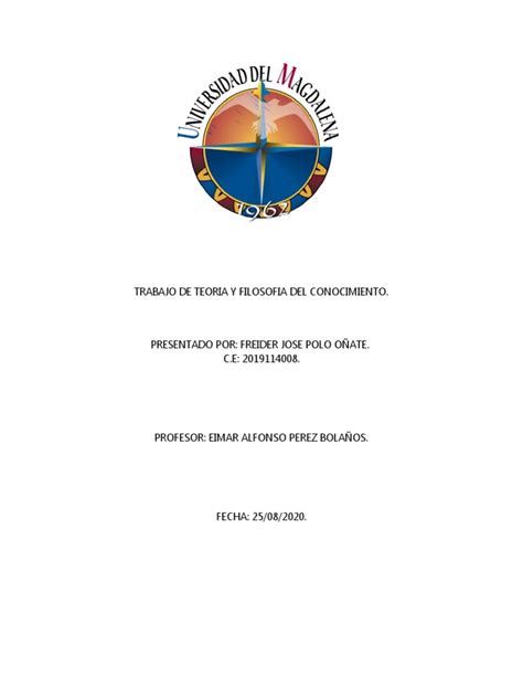 Trabajo De Teoria Y Filosofia Del Conocimiento 25 08 2020 Pdf