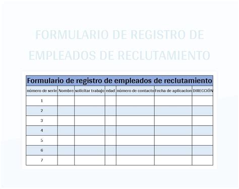 Plantilla De Excel Formulario De Registro De Empleados De Reclutamiento