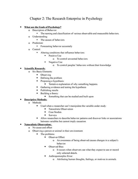 Chapter 2 Pschyology Chapter 2 The Research Enterprise In Psychology What Are The Goals Of