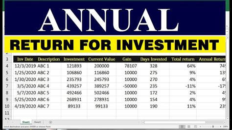 How To Annualized Returns In Excel Youtube