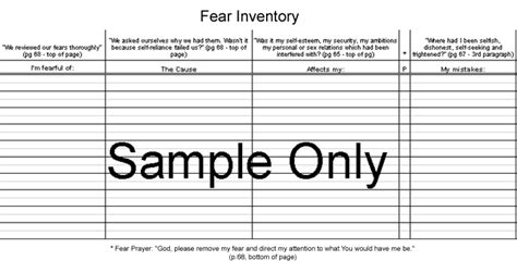 4th Step Inventory Worksheet Printable - Printable Templates