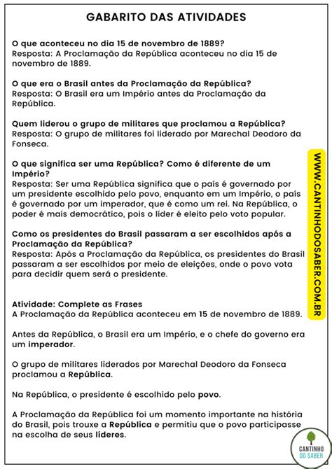 INTERPRETAÇÃO DE TEXTO PROCLAMAÇÃO DA REPÚBLICA ENSINO FUNDAMENTAL