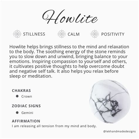 Howlite Spiritual Crystals Meditation Crystals Crystal Healing Chart