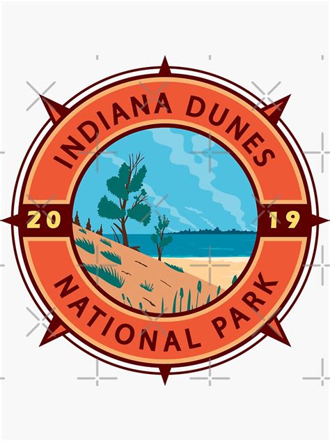 Indiana Dunes National Park Retro Compass Emblem Sticker For Sale By