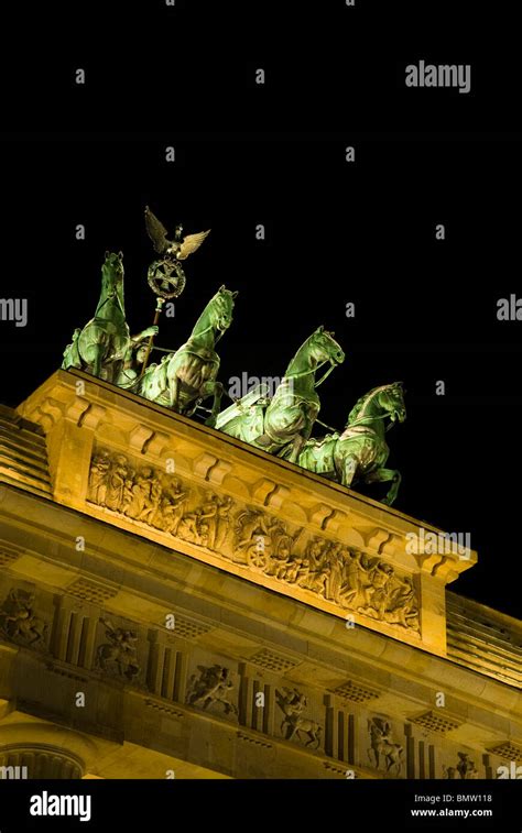 Brandenburg Gate Quadriga at night Berlin Germany Stock Photo - Alamy