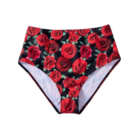 Finelook Women Vintage High Waist Bikini Bottom Swimwear Brief