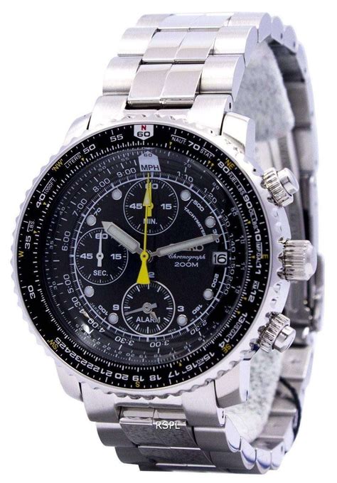 Seiko Alarm Chronograph Pilots Flightmaster SNA411P1 Watch