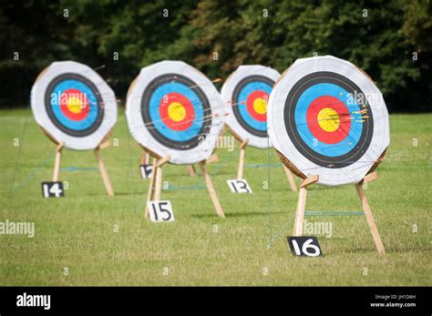 Archery Targets At Various Distances On A Range Stock Photo Alamy