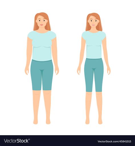 Fat And Slim Woman Before And After Weight Loss Vector Image