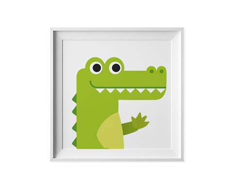 Crocodile Print Animal Collection Wall Art Decor Kids Room Etsy