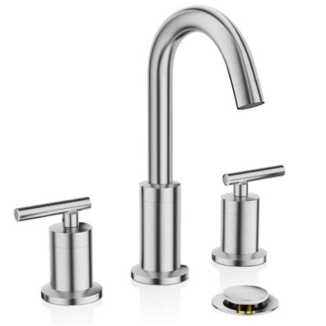 Phiestina Brushed Nickel 2 Handle Widespread Rv Bathroom Faucet Modern Bathroom Faucet With