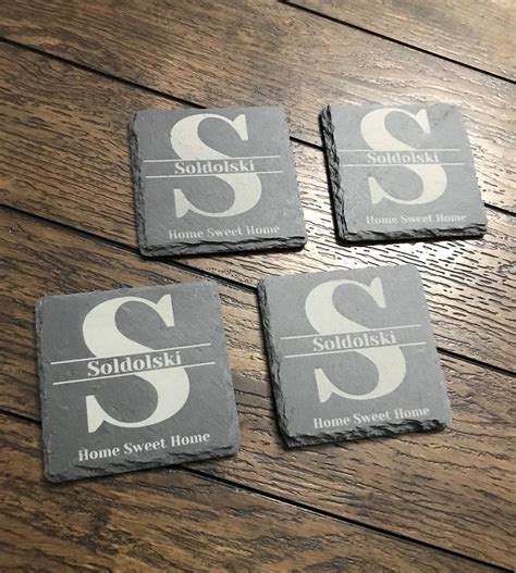 Personalized Slate Coasters Set Of 4 Engraved Coasters Etsy Uk