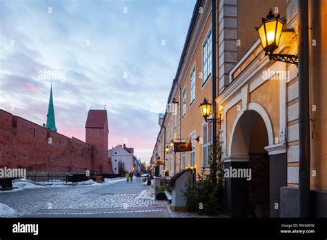 Winter Sunset At Riga City Walls In Latvia Stock Photo Alamy