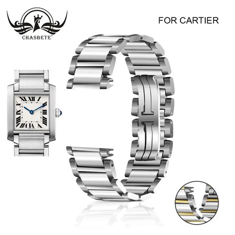 Roestvrij Stalen Horloge Band Voor Cartier Tank Serie 15Mm 20Mm Vlinder