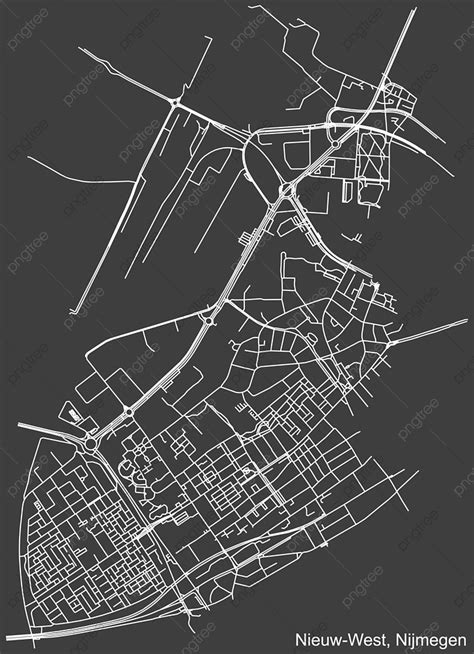 Detailed Negative Navigation White Lines Urban Street Roads Map Of The