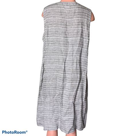 Pure Jill Dress Linen Stripe Shift Sleeveless Womens … Gem