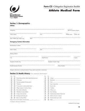 Fillable Online Media Specialolympics Form C Delegation Registration