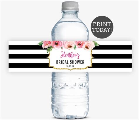 Kate Bridal Shower Water Bottle Labels Editable Bachelorette Party Water Labels Spade Bridal