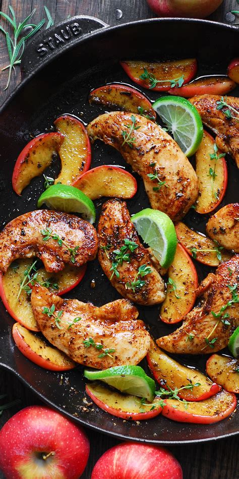 Chicken with Apples and Maple-Lime Sauce | Chicken recipes, Healthy