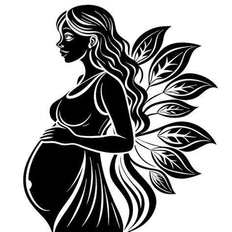 Pregnant Woman Vector Silhouette Premium AI Generated Vector